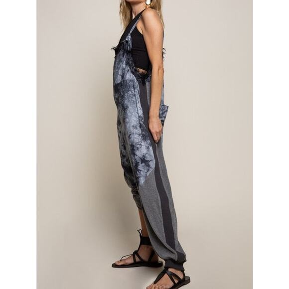 Anthropologie POL tie dye lace jogger jumpsuit loungewear boho lounge M pockets - Picture 1 of 13